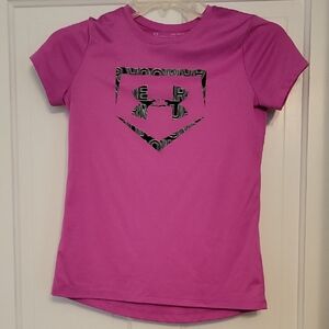 Under Armour Pink Kids Tee with Graphic Logo